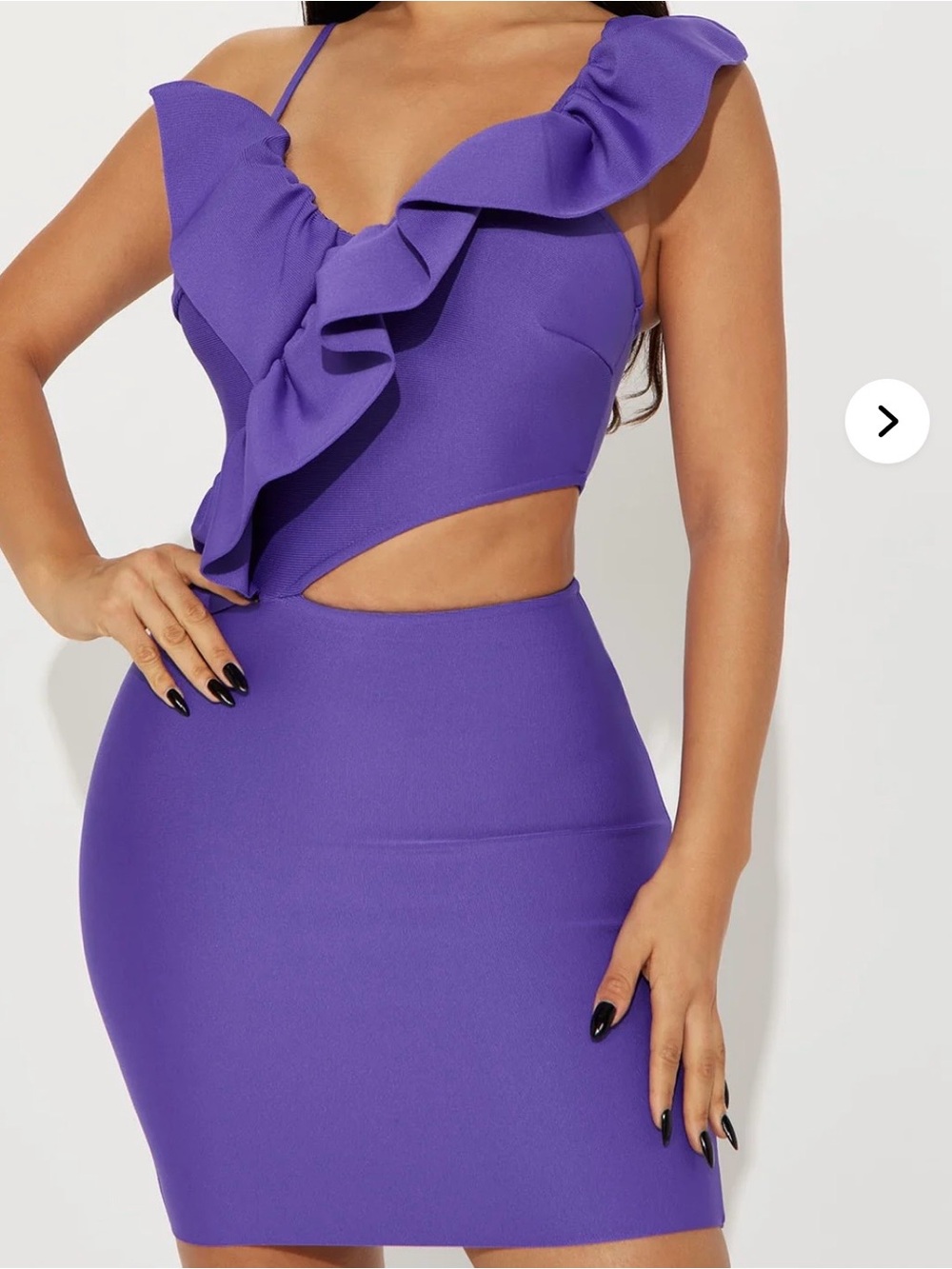 Fashion Nova Purple Ruffle Cutout Mini Dress